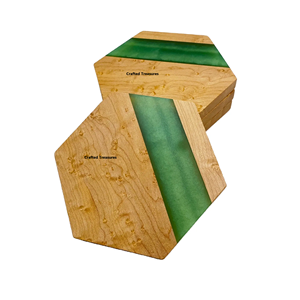 Lot de 4 sous-verres en bois et en résine de qualité standard avec couleur personnalisée pour la maison, les hôtels et les restaurants - Product Image 3