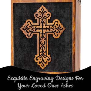 Letrero de Cruz grabado urna de cremación de madera Urnas funerarias para cenizas de adultos y urna de cremación masculina femenina con letrero de Cruz - Product Image 5