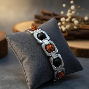 NOVAMART Fine Adjustable Rudraksha Black Ebony Wood Spiritual Healing Bracelet for <b>Men</b> Women Peace Positive Energy Protection Re - Product Image 2