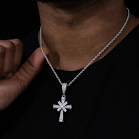 Drehbarer Kreuzanhänger Halskette aus Messing mit Zirkonia Mikro-Pavé Iced Out Hip-Hop Christlicher Schmuck für Herren Geringe Mindestbestellmenge