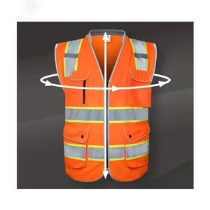 Gilet de sécurité réfléchissant 100% polyester avec fermeture éclair avant et logo, vêtements de travail haute visibilité, gilet de sécurité - Product Image 6