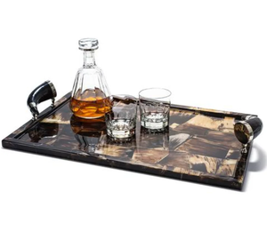Plateau de service rectangulaire moderne en corne de buffle pour la décoration de table de mariage, design personnalisable de haute qualité - Product Image 1