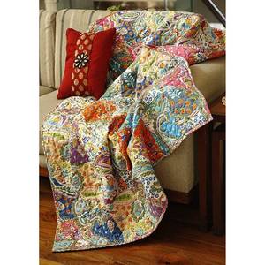 Manta Reversible Acolchada Estilo Boho de Mango Gifts, Cubrecama Decorativo de Algodón con Diseño de Patchwork, Venta al Por Mayor - Product Image 2