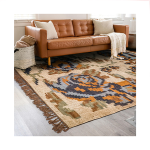 Alfombra de yute hecha a mano de lujo 2024, tamaño personalizado, ecológica para uso en exteriores, cocina, comedor, habitación de niños, estilo moderno lavable para el hogar - Product Image 1