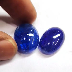 2 piezas de tanzanita natural de 19mm a 20mm cabujón ovalado 41 Cts lote Iroc ventas tanzanita oscura piedra preciosa suelta para la fabricación de joyas - Product Image 1