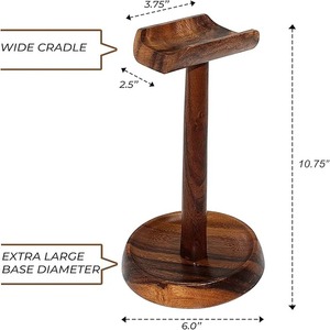 Solid Heavy Base Wooden Headphone Stand for Gamers & Music Lovers <b>Desk</b> Organizer with All Headphone Mounts & Stands - Product Image 6