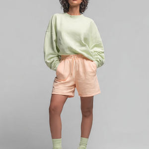 Conjunto de Pantalones Cortos Deportivos para Mujer, Pantalones Cortos de Forro Polar para Invierno, Dos Piezas, Sudadera Corta para Mujer, Pantalones Cortos Deportivos Holgados de Dos Piezas - Product Image 2