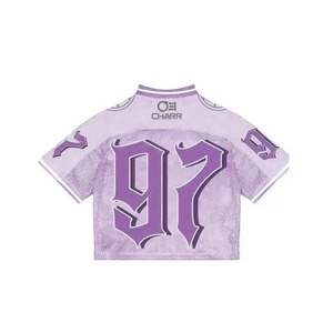 Camiseta de fútbol con bandera de malla sublimada personalizada, camiseta Boxy Fit de fútbol americano, ropa de calle de estilo Retro - Product Image 4