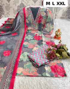 ผ้าไหม JARNA ที่น่าสนใจพร้อมกางเกงทำงานด้วยมือและ Dupatta ช้อปปิ้งออนไลน์จากอินเดียในอัตราที่ต่ำที่สุด - Product Image 3