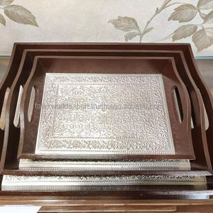 Bandeja de madera de Acacia para servir bodas, Decoración de cumpleaños, platos de madera, bandeja de madera rectangular, Falak World Export - Product Image 5