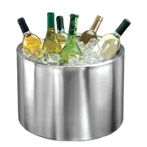 Hotel & Bar usado Wine Cooler Metal Alumínio Double Wall Wine Bucket Wine Cooler Aço Handmade Bucket