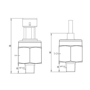 Transdutores de Pressão em Aço Inoxidável XDB302 -1~250 bar 0.5~4.5V NPT 1/4 com Proteção contra Sobretensão, Tamanho Pequeno e Compacto - Product Image 6