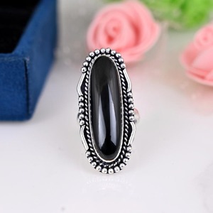 Bague tendance en argent sterling 925, pierre d'agate ovale, plaquée rhodium, style bohème, faite à la main, bijoux pour femmes, cadeau de fête - Product Image 5