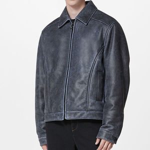 Blouson universitaire à manches en cuir véritable personnalisé 100% pour hommes écusson de broderie en chenille logo Streetwear bombardier style letterman - Product Image 1