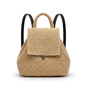 Bolso de Rafia Estilo Bohemio con Correa de Hombro Ajustable y Desmontable, Cierre Magnético, Forma Cuadrada, Ligero para Todas las Temporadas - Product Image 1