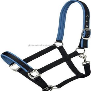 Sangle en nylon noir solide licou en nylon rembourré coloré avec nez et couronne réglables licou de course de gorge - Product Image 2