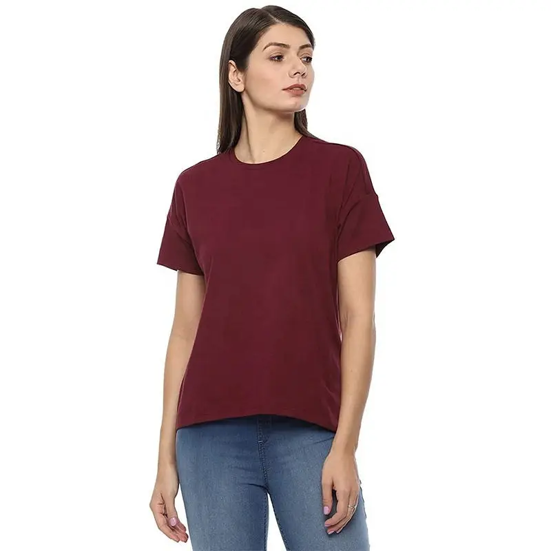 Casual V Neck T-shirts Women V Neck T Shirts Custom Blank T Shirt V Neck With Your Logo red dyed Customized women t shirts