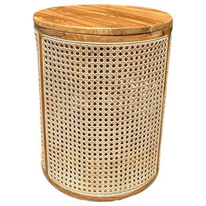 ตะกร้าใส่ผ้าไม้หวายทรงกลม ทอมมี่ - Product Image 1