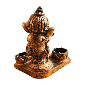 Statue de Ganesh Ji en résine peinte à la main, artisanale, tendance, décoration religieuse traditionnelle pour la maison, décoration de mariage, debout, avec flûte - Product Image 4