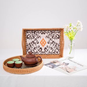 Plateau de service tissé en bambou naturel et rotin de haute qualité meilleur prix pour les occasions alimentaires en bois de Table basse à la maison - Product Image 3