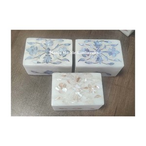 Caja de incrustaciones de mármol de fabricación Regular de producción de regalo de lujo clásico con arte Floral de concha de mar de nácar para caja de almacenamiento de joyas - Product Image 3