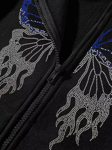 Sweat-shirts et sweats à capuche pour hommes en molleton 100% coton biologique personnalisé 2025 avec strass, capuche intégrale, écologique - Product Image 3