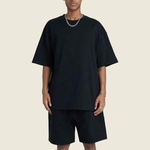 Ensemble t-shirt et short grande taille personnalisés de haute qualité pour hommes imprimé High Street Style Plain Die short et chemise surdimensionnés pour hommes - Product Image 4