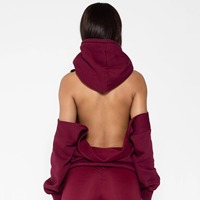 Sudadera con capucha para mujer y adolescente, con espalda abierta y hombros descubiertos, de forro polar transpirable, extragrande, diseño asimétrico personalizado, larga