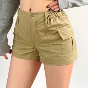 กางเกงขาสั้นคาร์โก้ผู้หญิงขายส่ง OEM คุณภาพสูง ผ้าแคนวาส แห้งเร็ว เป็นมิตรกับสิ่งแวดล้อม สีและตำแหน่งโลโก้ปรับแต่งได้ตามต้องการ ผลิตตามสั่ง - Product Image 1