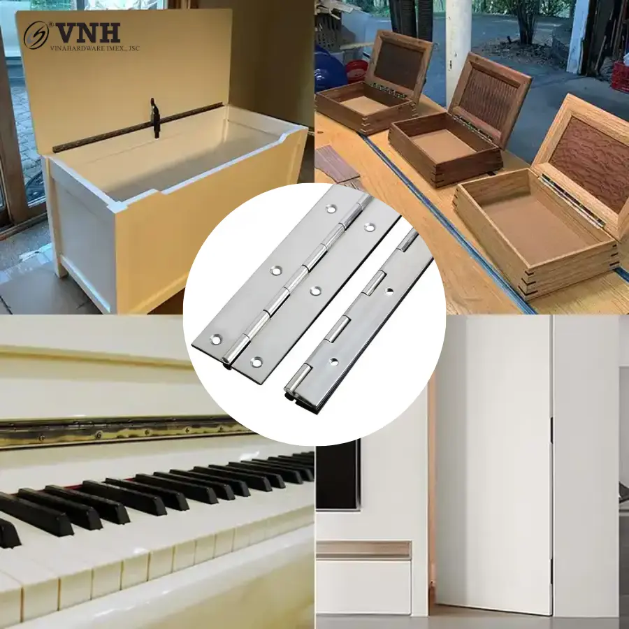 Vinahardware वियतनाम कारखाने और थोक व्यापारी पियानो काज विस्तृत 37mm, स्टेनलेस स्टील 201 लंबाई 1000mm के लिए फर्नीचर भागों