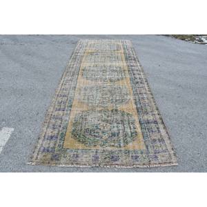 Vintage <b>Turkish</b> Wool Rug Classic Beige & Green Patchwork Pattern 44 X 111 ft Latex Backed Living Room <b>Carpet</b> 9x12 Size - Product Image 1