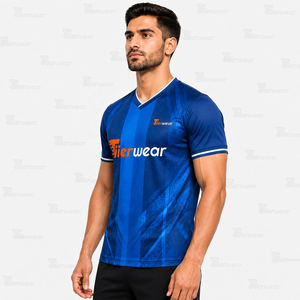 Maillot de football professionnel d'entraînement respirant à séchage rapide, col en V, manches courtes, uniforme d'équipe, nom d'équipe personnalisé, design épuré - Product Image 2
