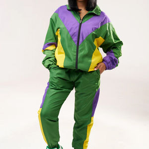 Ensemble de survêtement décontracté deux pièces en gros, doublure en maille, fermeture éclair, imprimé uni, logo brodé, vêtements de sport pour femmes et hommes - Product Image 5