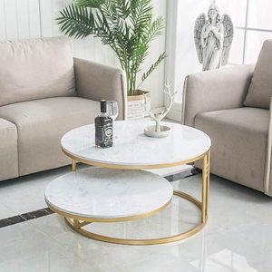 Juego de 2 Mesas de Centro Geométricas Modernas de Lujo para Sala de Estar, Decoración con Marco de Metal Dorado, Vidrio Templado, Fácil Montaje - Product Image 5