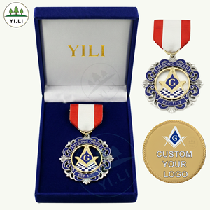Médaille maçonnique personnalisée en métal avec coffret de présentation en velours de luxe, récompense de la franc-maçonnerie, souvenir, cadeau, souvenir de loge personnalisé - Product Image 1