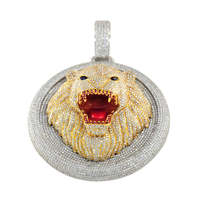 Nouveau design Collier pendentif visage de lion personnalisé en diamant VVS avec breloques fines et serties de diamants, bijoux hip-hop en or jaune