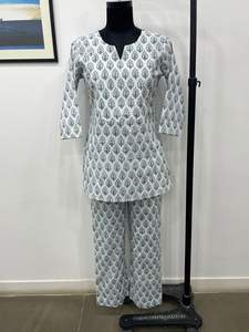 Conjunto de pijama informal indio para mujer, conjunto de pijama de algodón para mujer, conjunto de pijama de algodón para mujer - Product Image 3