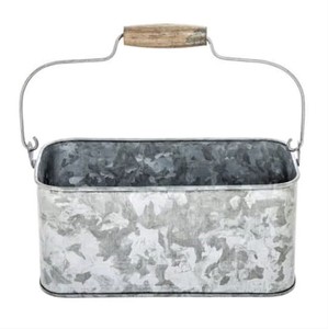 Single Tier Galvanized Metal Eco-Friendly Modern Design Cutlery Utensil Holder <b>Kitchen</b> <b>Storage</b> <b>Rack</b> Wooden Handle Non-Folding - Product Image 4