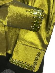 Vaquera hecha a mano Western Show Shirt Cintura alta Cierre de cremallera Tela de tafetán elástica transpirable para ropa de equitación - Product Image 3