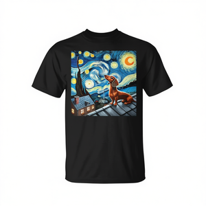 Camiseta Dachshund Starry Night Sky, camiseta gráfica de algodón unisex para adultos - Product Image 2