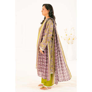 Conjunto de 3 Piezas de Salwar Kameez de Algodón Estampado Khaddar con Dupatta, Vestido Étnico Pakistaní para Festivales, Estilo Indio-K-52116 - Product Image 3