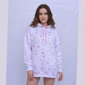 Cordón impreso frente personalizado mujer acogedor peso pesado Waffle pulóver transpirable manga larga Casual Sudadera con capucha bolsillo invierno - Product Image 1