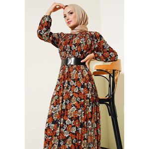 กระเบื้องเดรสชีฟองจีบมีเข็มขัด - Product Image 4