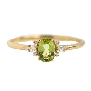 Anillo de mujer Peridoto natural CZ Piedra preciosa Agosto Piedra natal Compromiso Aniversario Joyería hecha a mano Anillo de plata esterlina 925 - Product Image 1