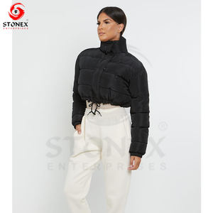 Nueva chaqueta acolchada de invierno OEM personalizada, chaquetas acolchadas cálidas de manga larga moradas para mujer - Product Image 4