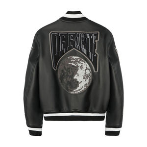 Windbreaker Gentlemen Warm <b>Jacket</b> Hot Sale Embroidered Leather <b>Jacket</b> Street Style Leather Fashion - Product Image 2