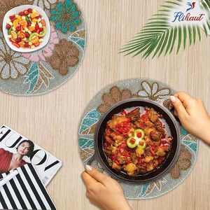 เสื่อรองโต๊ะและลูกปัดทำมือดอกไม้สีชมพูสีฟ้าของตกแต่งงานแต่งงานและคริสต์มาสสำหรับงานเลี้ยงสังสรรค์ในครอบครัวและงานปาร์ตี้ - Product Image 4