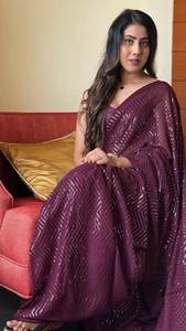 Heavy Georgette Saree With Sequence and Thread <b>Work</b> for Ladies Party Wear and Festival Wear Saree With Low Price - Product Image 3