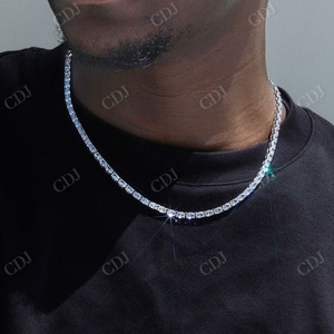 Oval Cut Moissanite Super Iced <b>Sterling</b> <b>Silver</b> Diamonds Hip Hop <b>Tennis</b> Chain Solid Gold Plating Chain Wedding Gifts for Female - Product Image 2