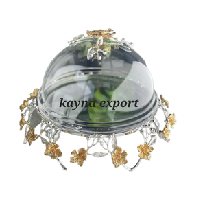 Soporte decorativo de lujo para cupcakes, diseño personalizado de METAL dorado con cúpula de cristal, decoración de boda, superventas - Product Image 5